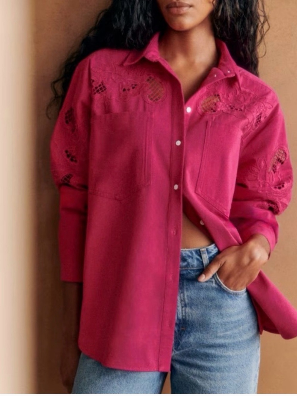 Sezane Nina Shirt in Fuschia (Size38)